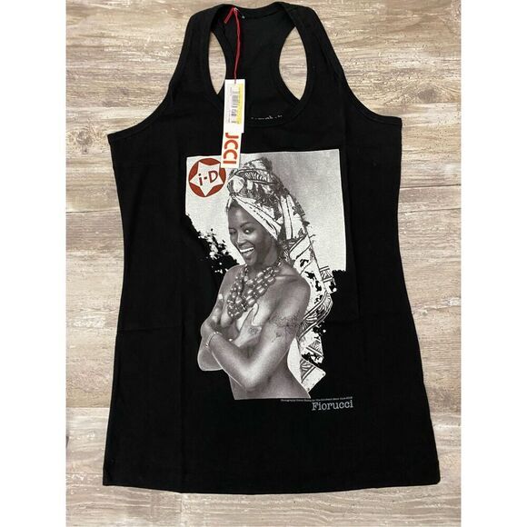Fiorucci Naomi Campbell Black Tank Top Sz M - Picture 1 of 3